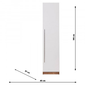 Dulap dormitor cu o usa Infinity, Asos Home, alb-stejar, 45x195x57cm
