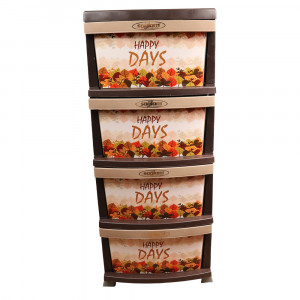 Dulap plastic universal pentru depozitare, cu 4 sertare, model Happy Days