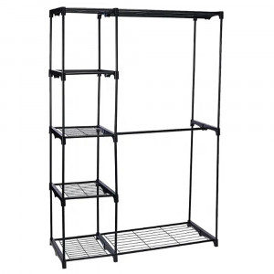 Dulap portabil pentru haine cu 4 rafturi de depozitare, 2 bare agatat, 115x50x170 cm