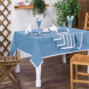 Fata de masa Rustic cu servetele, albastru, 170x170cm
