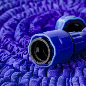 Furtun extensibil pentru gradina 10 - 30 metri, cap de udat cu pulverizator reglabil, albastru