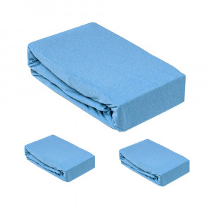 Husa de pat frotir cu elastic 180x200cm + 2 fete de perna 50x70cm, albastru