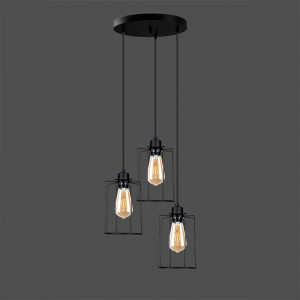 Lustra Silindir, Squid Lighting, Negru, 16x115 cm 3 brate