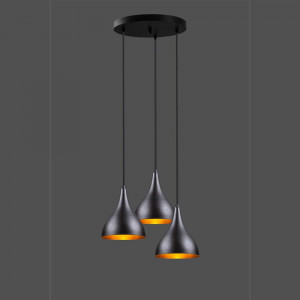 Lustra Squid Lighting, Damla, aluminiu, incandescent - LED, max. 100 W, negru/auriu, 52x22x110 cm 