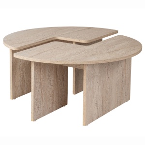 Masuta de cafea Moira din PAL melaminat, diametru 90 cm, culoare travertin - Img 7