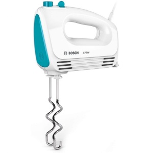 Mixer de mana BOSCH MFQ2210D, 375 W, 4 viteze, Functie Turbo, alb cu albastru