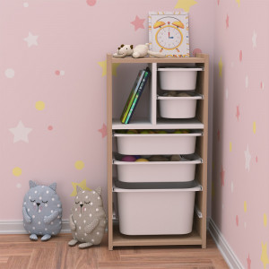 Organizator cu 5 sertare, pentru copii, 45X30X90 cm, Anton, stejar cu alb