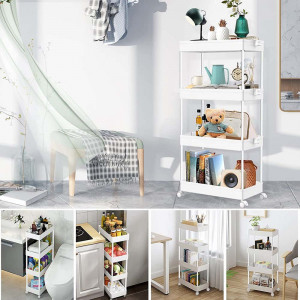 Organizator pe roti cu 4 rafturi, ArteNova, alb