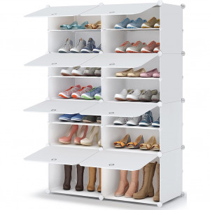 Raft - organizator modular cu 8 compartimente, 85x32x125 cm, alb