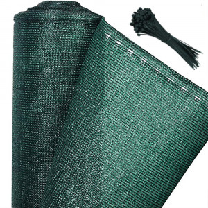 Plasa de umbrire gard, 95%, 2 m x 50 m, protectie UV, vant si praf, cu 100 bride