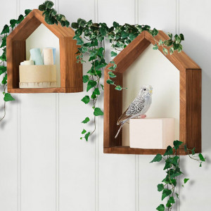 Set 2 rafturi perete din lemn de pin Home, maro