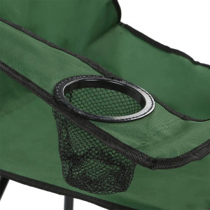 Set 2 scaune camping pliant cu brate, structura metalica, verde