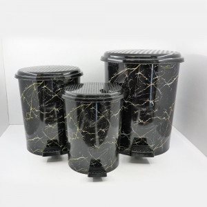 Set 3 cosuri de gunoi, design deosebit cu negru marmorat, 11, 17, 24 litri