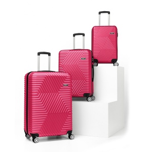 Set 3 trolere Artenova cu 4 roti, comaprtiment rigid, maner telescopic, cifru, fucsia - Img 2