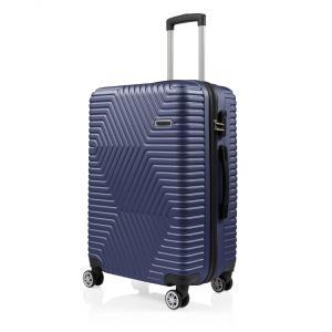 Set 3 trolere Artenova cu 4 roti, compartiment rigid, maner telescopic, cifru, albastru inchis