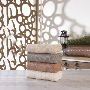 Set 4 prosoape de baie, 100% bumbac, 50x90cm, crem