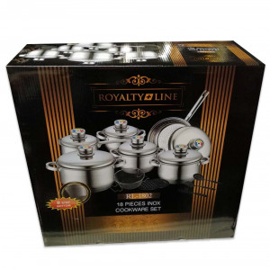 Set de bucatarie pentru gatit, 18 piese din aluminiu acoperit cu marmura, Royalty Line, RL-1802
