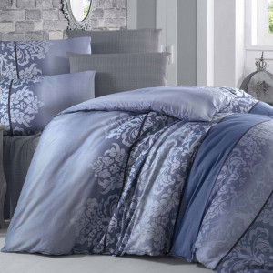 Set lenjerie pat pentru 2 persoane Oyku, 4 piese, bleumarin