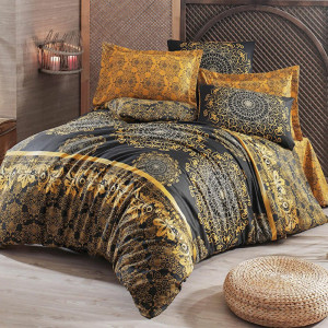 Set lenjerie pat pentru 2 persoane Sehri-Ala, 4 piese, gold