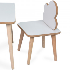 Set masa cu scaun pentru copii, colturi rotunjite, MDF, White Summer