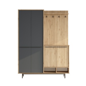 Set modern pentru hol cu polite, 147x35,5x195,6, stejar - antracit