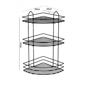 Suport baie cromat 3 etajere pentru colt ECO
