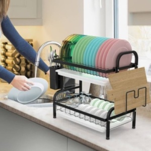 Suport - scurgator pe doua nivele, inoxidabil, cu accesorii laterale - Img 2