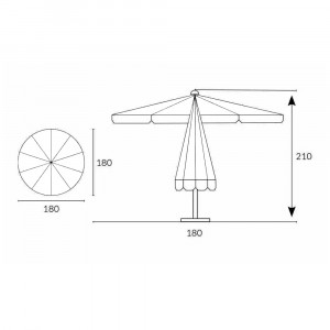 Umbrela de soare pentru plaja, protectie UV, Ø 180 cm, verde cu alb