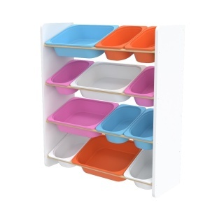 Biblioteca-organizator pentru copii, cu 4 rafturi colorate, alb, lcona