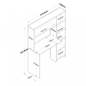 Birou cu 6 rafturi,nuc.Dimensiuni 113.2x141.8x40cm,Prya