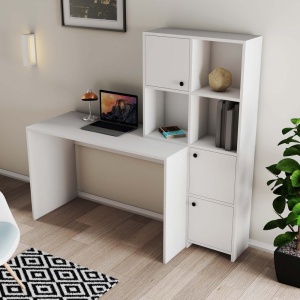 Birou lucru cu rafturi dreapta, dimensiuni 120x75x51.5 cm, alb - Img 3