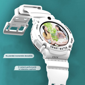 Ceas inteligent smartwatch copii cu GPS, rezistent la apa, Efour Tech FG-37, bleu