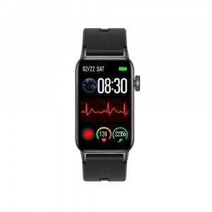 Ceas inteligent smartwatch barbati - femei, ritm cardiac, oxigen sange, tensiune arteriala, Efour Tech F45, negru