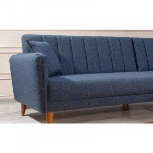 Coltar extensibil cu sezlong stanga Aqua, albastru inchis, 225x85x145cm