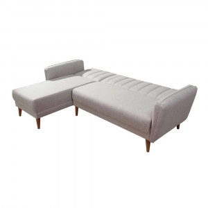 Coltar extensibil cu sezlong stanga Aqua, crem, 225x85x145cm