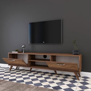 Comoda TV Nevada C1B, culoare nuc, 180x35x46,6 cm