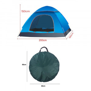 Cort camping pentru 4 persoane cu instalare automata, impermeabil, albastru