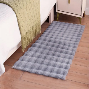 Covor Bubble imitatie blana de iepure 3D, 100 X 150 cm, gri inchis