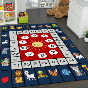 Covor pentru copii educativ Alfabet si Animale, multicolor, 120x180cm