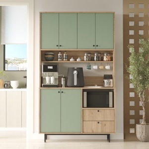 Dulap de bucatarie Lora, 205X210X35,5 cm, culoare stejar-verde smarald