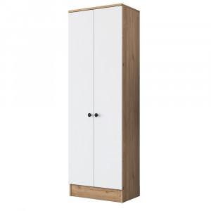 Dulap multifunctional pentru depozitare  cu 2 usi pentru dormitor, hol sau birou, Aris P6M13, alb cu nuc