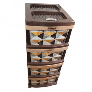 Dulap plastic universal pentru depozitare, cu 4 sertare, model Grafic marmorat