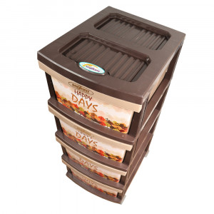 Dulap plastic universal pentru depozitare, cu 4 sertare, model Happy Days