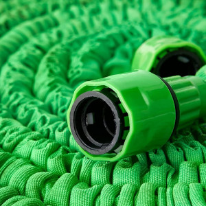 Furtun Extensibil Verde 45 metri, Pistol cu 7 pozitii de udare si accesorii pentru udat incluse