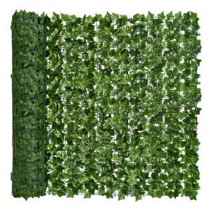Gard paravan viu cu frunze artificiale, verde inchis, 100x300 cm