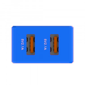 Incarcator retea cu 2 porturi, model Macaron SMS-A53 plus cablu Type-C, albastru