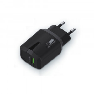 Incarcator retea SMS-Q02, PD 18W plus cablu Type-C, negru