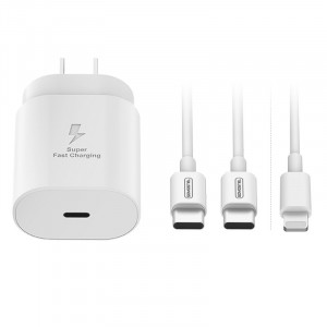 Incarcator retea SMS-Q03, plus cablu Lightning, alb