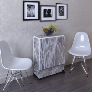 Masa extensibila bucatarie living Ultra Flamingo, gri crem marmorat