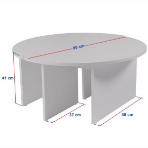Masuta de cafea Moira din PAL melaminat, diametru 90 cm, culoare travertin - Img 8